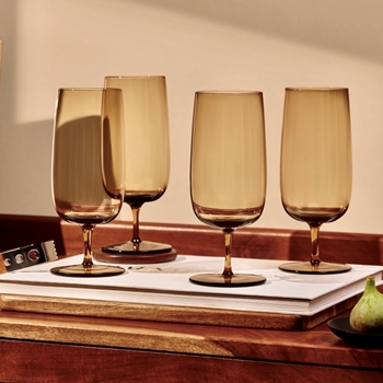 Goblet - Amber Glass Tall Drink 3W/7H