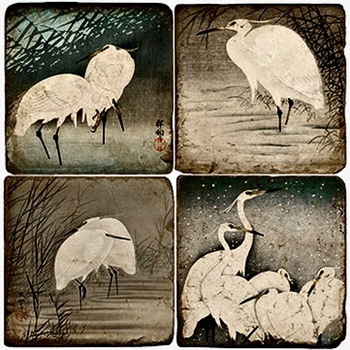 Coaster - Tumbled Marble Set4 - Egret Koson   STUDIO VERTU