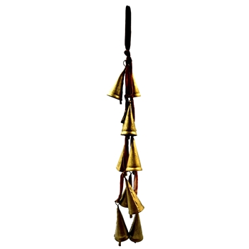 Bells - Gold Cones on Velvet Ribbon 16IN