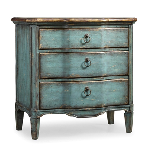 Chintz & Company - Decorative Furnishings - Chest - Lyonne Teal /Gold  3Drawer 32W/18D/32H
