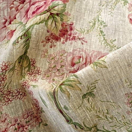 Natural Color Vintage Floral Flax Fabric by Robert Kaufman - modeS4u