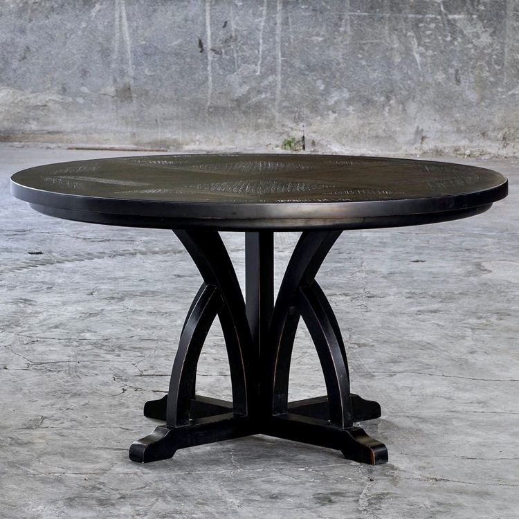 Chintz & Company Decorative Furnishings Dining Table Maiva Black Stained 56W/30H Solid