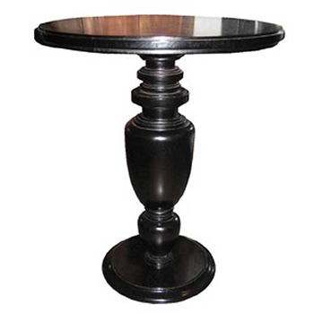 Accent Table - Hudson 25RND/30H Black Solid Elm Wood