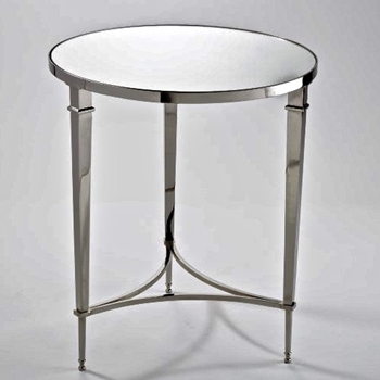 French Round Nickel Side Table