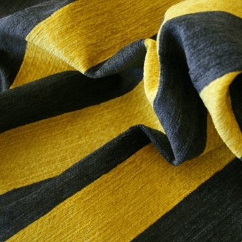 Chenille Stripe - Cirque Lemon Pewter, 56in, 73% Rayon, 27% Polyester, 2.25in Horizontal Railroad