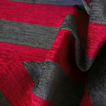 Chenille Stripe - Cirque Ruby Pewter, 56in, 73% Rayon, 27% Polyester, 2.25in Horizontal Railroad