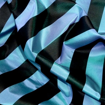 Silk Satin Taffeta Stripe - Azure Black 1.25 IN - 100% Silk, 54in, Vertical up the roll. Dry Clean Only, Do not expose to sunlight.
