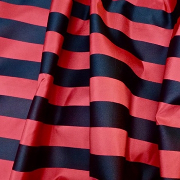 Silk Satin Stripe - Ruby Black 1.25 IN - 100% Silk, 54in, Vertical up the roll. Dry Clean Only, Do not expose to sunlight.