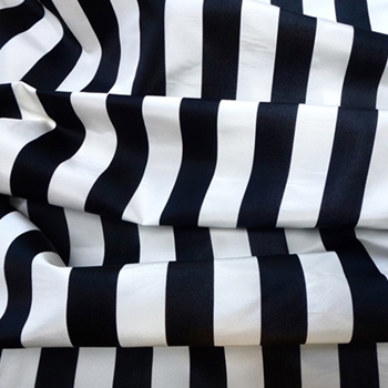 Silk Satin Taffeta Stripe - White Black 1.25 IN - 100% Silk, 54in, Vertical up the roll. Dry Clean Only, Do not expose to sunlight.