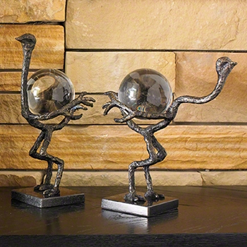 Ostrich Globe Figurines