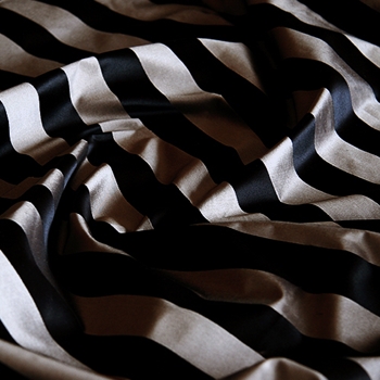 Silk Satin Taffeta Stripe - Mocha Black 1.25 IN - 100% Silk, 54in, Vertical up the roll. Dry Clean Only, Do not expose to sunlight.