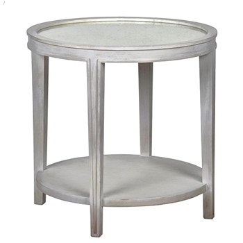 Accent Table - Imperial 26RND/26H White/ANTQ Mirror Solid Mahogany