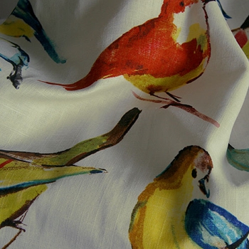 Print - Birdwatcher Summer - 54in, 55% Linen, 45% Rayon, Repeat 27V x 24H 