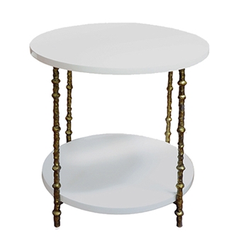 Accent Table - Diego White Resin/Gold Iron 28RND/29H