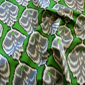 Print - Gathering Place Ikat Grass Green, 54in, 100% Cotton, 7in Repeat 