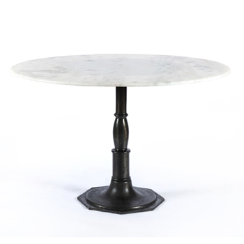 Dining Table - White Marble & Cast Iron Lucy 48RND/30H