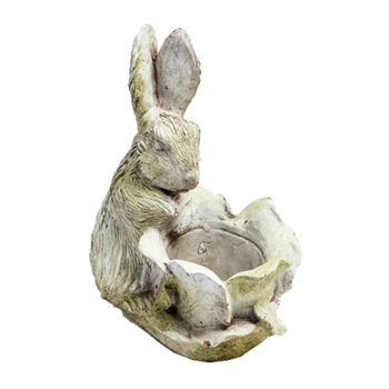 Planter Rabbit 9W/13D/17H White Moss