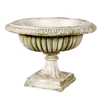 Urn - Fluted Low 22W/15H - Base 10x10in Fiberstone White Moss