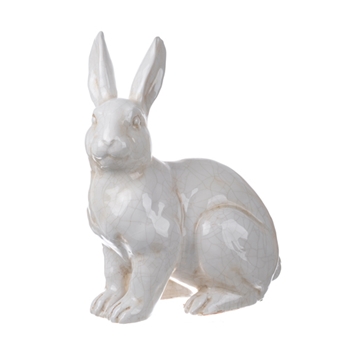 Figure - Rabbit White Crackle 12W/7D/15H Ceramic