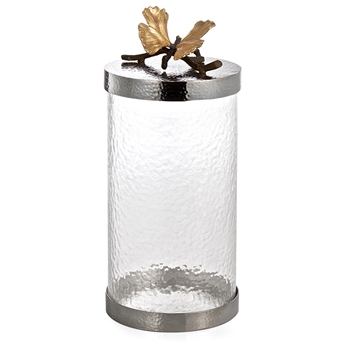 Aram Butterfly Ginkgo Canister LG 12IN