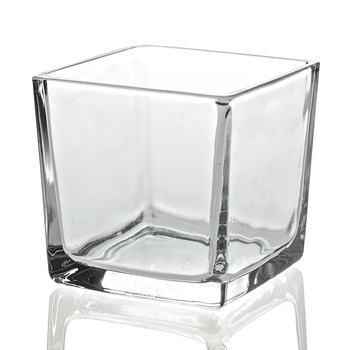 Vase - Glass Cube Clear 3X3in