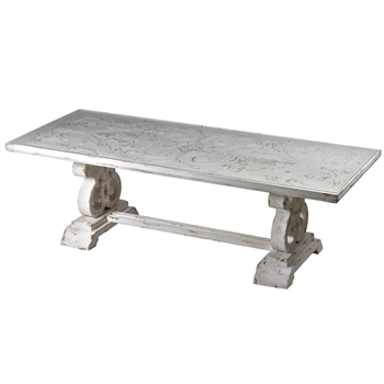 Dining Table - Scroll - White Wash 95L/39W/30H