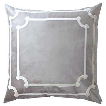 Lili Alessandra -  Versailles Silver & Ivory Velvet Ribbon Euro Cushion 26SQ