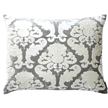 Lili Alessandra - Versailles Silver & Ivory Velvet Damask Cushion 26X20