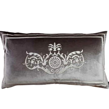 Lili Alessandra - Paris Silver & Ivory Velvet Cushion 36W/20H KG