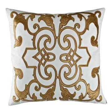 Lili Alessandra - Mozart Gold on White Linen Cushion 24SQ