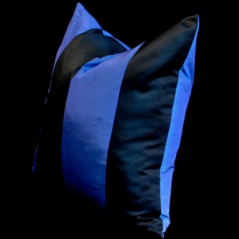 Silk Taffeta Stripe Blue Black Cushion 18SQ