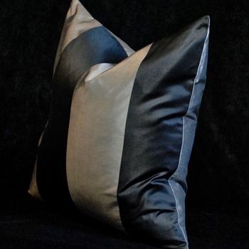 Silk Taffeta Pewter Black 4.5in Stripe Cushion 18SQ