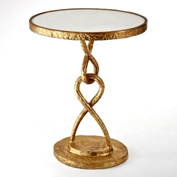 Accent Table - Loop de Loop Gold / Marble Oval 18W/15D/23H