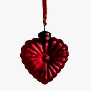 Ornament - Heart Ruby Glass 2.5in