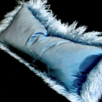 Tibet Fur Wedgwood with Shantung Wedgwood Silk Reverse Cushion 24W/12H