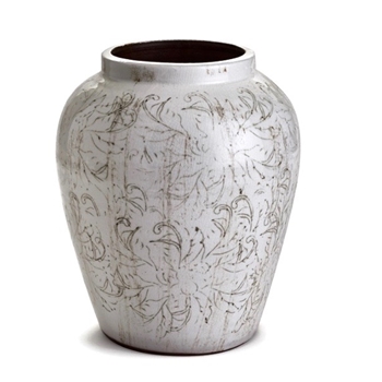 Vase - Fiore Antique White Scroll 10W/12H