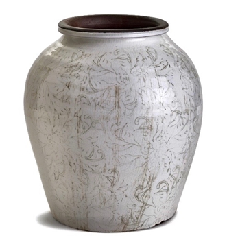 Vase - Fiore Antique White Scroll 13W/14H