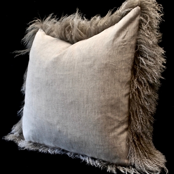 Tibet Fur Flax with Germain Flax Linen Reverse Cushion 24X24 Euro