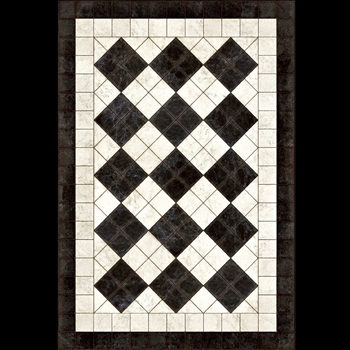 Floorcloth - Black & White Palatial #65  38W/56L
