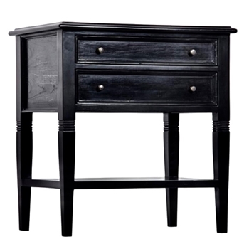 Accent Table - Oxford Hand Rubbed Black Mahogany 2 Drawer 28W/20D/30H