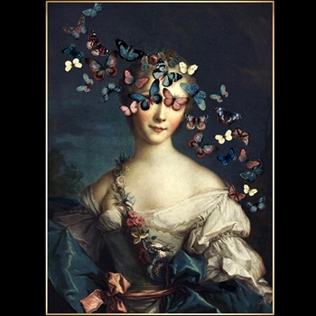 49W/67H Framed Giclee - Madame Butterfly - Gold Float - Jackie Von Tobel Custom Sizes - 24x33, 30x41, 36x50, 40x55, 47x65