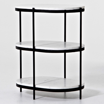 Accent Table - Felix Oval 2 Shelf 12W/16D/26H Black/White