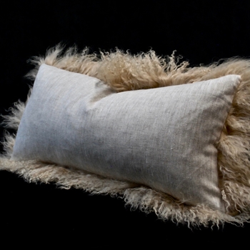Tibet Fur Tuscan with Germain Linen Reverse Cushion 24W/12H