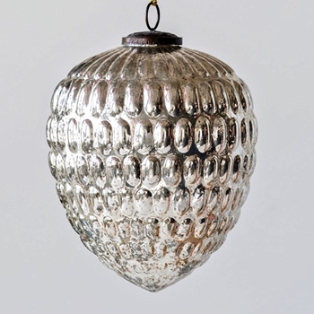 Ornament - Mercury Glass Pine Cone 5W/8H