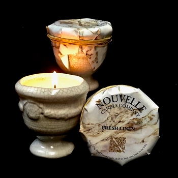 Nouvelle Candle - Fresh Linen Petite French Urn 6OZ, 25-30HR 3W/3.5H