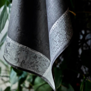 Tea Towel Linen Majesty Pewter Ivory 