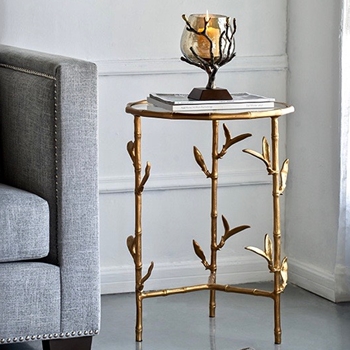 Accent Table - Bamboo Leaf 17W/24H Gold