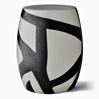 Accent Table - Garden Stool Figurative 14W/18H Ceramic Black/White - Please call for pricing.
