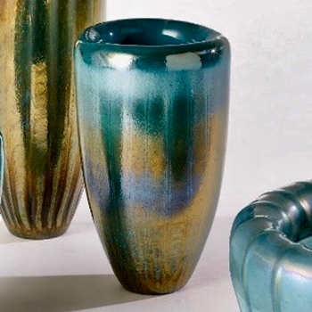 Vase - Teardrop Turquoise/Gold LARGE 8W/12H