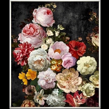 56W/67H Framed Giclee - Dutch Blooms I Antique Silver/White Gallery Float - Jackie Von Tobel